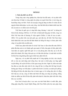 Luận văn thạc sĩ xây dựng công trình thủy nghiên cứu chọn tuyến và mặt cắt đê biển hợp lý cho vùng biển lùi bình minh huyện kim sơn tỉnh ninh bình
