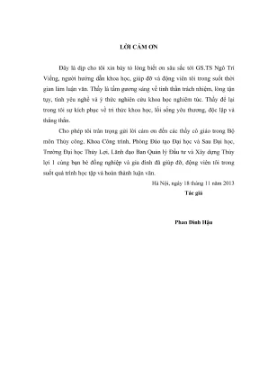 Luận văn thạc sĩ xây dựng công trình thủy nghiên cứu mặt cắt hợp lý của đập tràn hồ chứa nước bản mòng sơn la