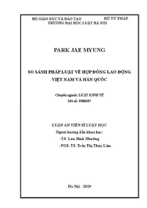 Luận văn thạc sĩ luật học so sánh pháp luật về hợp đồng lao động việt nam và hàn quốc