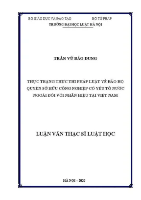 Luận văn thạc sĩ luật học thực trạng thực thi pháp luật về bảo hộ quyền sở hữu công nghiệp có yếu tố nước ngoài đối với nhãn hiệu tại việt nam