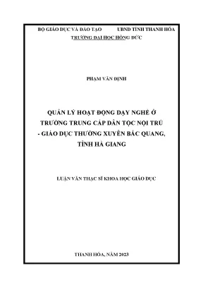 Luận văn quản lý hoạt động dạy nghề ở trường trung cấp dân tộc nội trú giáo dục thường xuyên bắc quang tỉnh hà giang