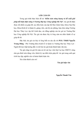 Luận văn thạc sĩ kinh tế tài nguyên thiên nhiên và môi trường kiểm toán năng lượng và đề xuất giải pháp tiết kiệm điện năng ở trường đại học công nghiệp hà nội