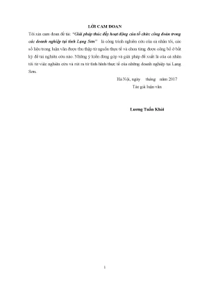 Luận văn thạc sĩ quản lý kinh tế giải pháp thúc đẩy hoạt động của tổ chức công đoàn trong các doanh nghiệp tại tỉnh lạng sơn
