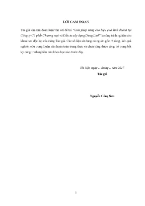 Luận văn thạc sĩ quản lý kinh tế giải pháp nâng cao hiệu quả kinh doanh tại công ty cổ phần thương mại và đầu tư xây dựng dung linh