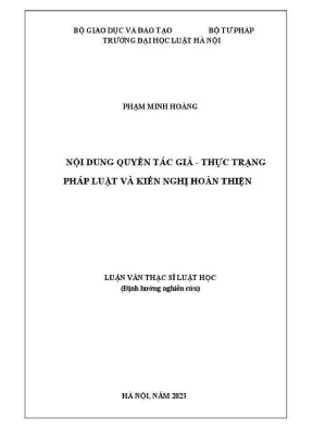 Luận văn thạc sĩ luật học nội dung quyền tác giả thực trạng pháp luật và kiến nghị hoàn thiện