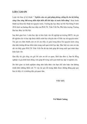 Luận văn thạc sĩ kỹ thuật tài nguyên nước nghiên cứu các giải pháp phòng lũ cho hệ thống sông chu sông mã trong điều kiện biến đổi khí hậu và nước biển dâng