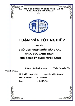 Luận văn tốt nghiệp giải pháp nhằm nâng cao năng lực cạnh tranh cho công ty tnhh minh danh