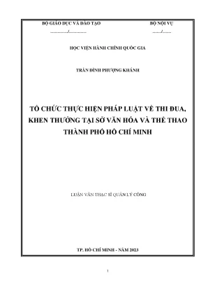 Luận văn thạc sĩ quản lý công tổ chức thực hiện pháp luật về thi đua khen thưởng tại sở văn hóa và thể thao thành phố hồ chí minh