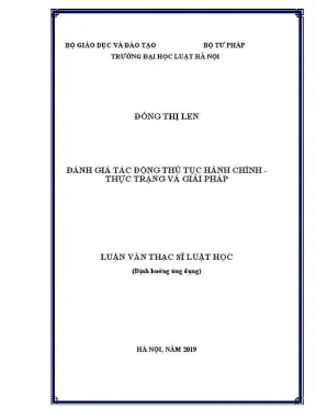 Luận văn thạc sĩ luật học đánh giá tác động thủ tục hành chính thực trạng và giải pháp