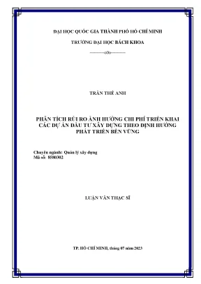 Luận văn thạc sĩ quản lý xây dựng phân tích rủi ro ảnh hưởng chi phí triển khai các dự án đầu tư xây dựng theo định hướng phát triển bền vững