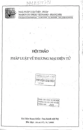 Kỷ yếu hội thảo khoa học pháp luật về thương mại điện tử