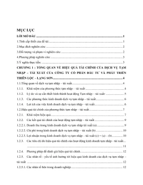 Chuyên đề thực tập tốt nghiệp nâng cao hiệu quả tài chính của dịch vụ tạm nhập tái xuất tại công ty cổ phần đầu tư và phát triển thiên lộc lạng sơn