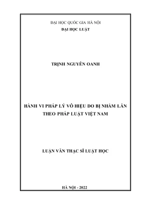Luận văn thạc sĩ luật học hành vi pháp lý vô hiệu do bị nhầm lẫn theo pháp luật việt nam