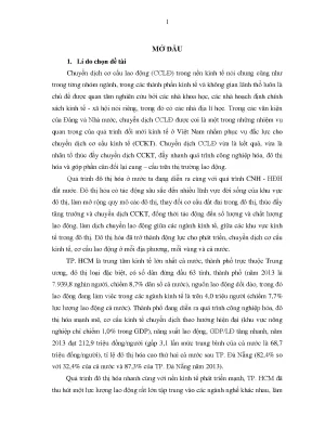Luận án tiến sĩ địa lý chuyển dịch cơ cấu lao động ở tp hồ chí minh trong quá trình đô thị hoá