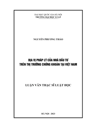 Luận văn thạc sĩ luật học địa vị pháp lý của nhà đầu tư trên thị trường chứng khoán tại việt nam