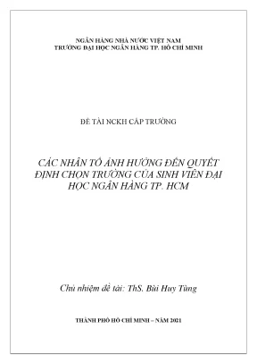 Đề tài nghiên cứu khoa học các nhân tố ảnh hưởng đến quyết định chọn trường của sinh viên đại học ngân hàng tp hcm