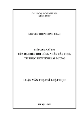 Luận văn thạc sĩ luật học tiếp xúc cử tri của đại biểu hội đồng nhân dân tỉnh từ thực tiễn tỉnh hải dương