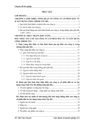 Chuyên đề tốt nghiệp nâng cao khả năng thắng thầu của công ty cổ phần đầu tư và xây dựng công trình tây đô