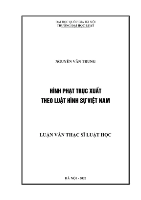 Luận văn thạc sĩ luật học hình phạt trục xuất theo luật hình sự việt nam