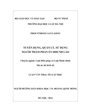 Luận văn thạc sĩ luật học tuyển dụng quản lý sử dụng người thẩm phán ở chdcnd lào