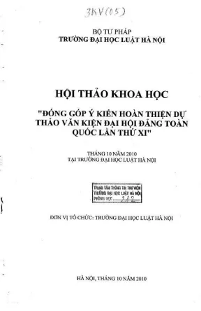 Kỷ yếu hội thảo khoa học đóng góp ý kiến hoàn thiện dự thảo văn kiện đại hội đảng toàn quốc lần thứ xi