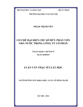 Luận văn thạc sĩ luật học cơ chế đại diện chủ sở hữu phần vốn nhà nước trong công ty cổ phần
