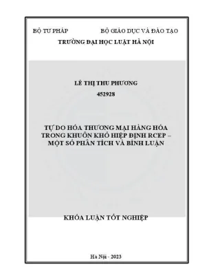 Khoá luận tốt nghiệp tự do hoá thương mại hàng hoá trong khuôn khổ hiệp định rcep một số phân tích và bình luận