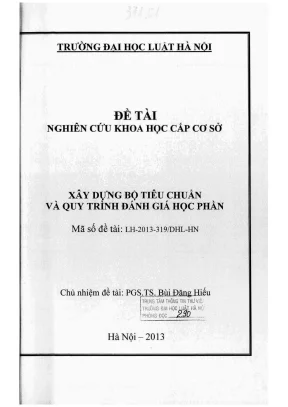 Đề tài nghiên cứu khoa học cấp cơ sở xây dựng bộ tiêu chuẩn và quy trình đánh giá học phần
