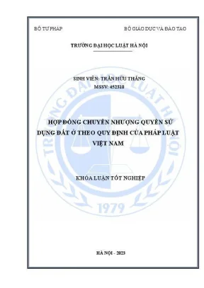 Khoá luận tốt nghiệp hợp đồng chuyển nhượng quyền sử dụng đất ở theo quy định của pháp luật việt nam