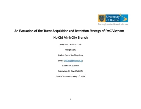 An evaluaion of the talent acquisition and retention strategy of pwc vietnam ho chi minh city branch