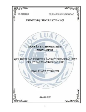 Khóa luận tốt nghiệp quy trình ban hành văn bản quy phạm pháp luật của uỷ ban nhân dân các cấp