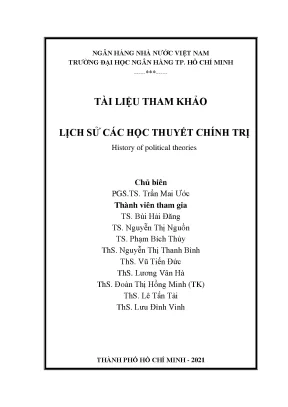 Lịch sử các học thuyết chính trị history of political theories tài liệu tham khảo trần mai ước cb và nh ng kh