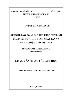 Luận văn thạc sĩ luật học quan hệ lao động tập thể theo quy định của pháp luật lao động nhật bản và kinh nghiệm cho việt nam