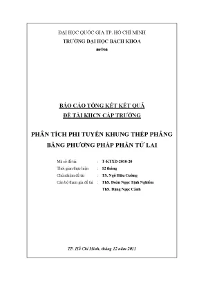 Đề tài nghiên cứu khoa học cấp trường phân tích phi tuyến khung thép phẳng bằng phương pháp phần tử lai