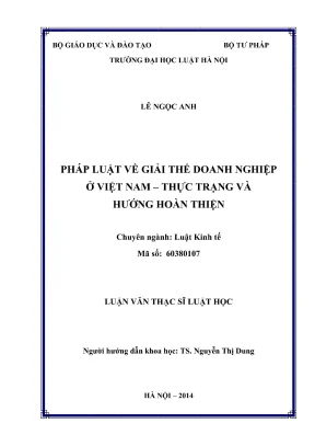 Luận văn thạc sĩ luật học pháp luật về giải thể doanh nghiệp ở việt nam thực trạng và hướng hoàn thiện