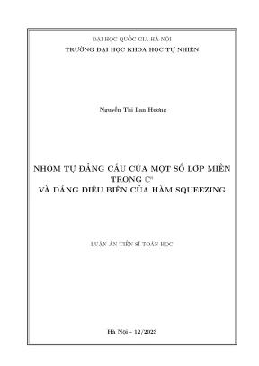 Luận án tiến sĩ toán học nhóm tự đẳng cấu của một số lớp miền trong cn và dáng điệu biên của hàm squeezing