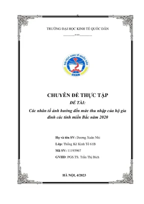 Chuyên đề thực tập các nhân tố ảnh hưởng đến mức thu nhập của các hộ gia đình các tỉnh miền bắc năm 2020
