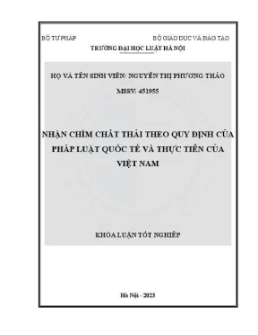 Khoá luận tốt nghiệp nhận chìm chất thải theo quy định của pháp luật quốc tế việt nam