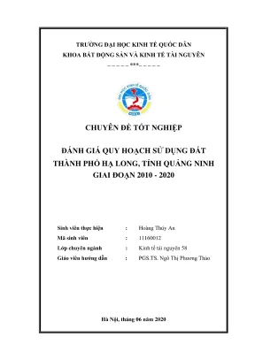 Chuyên đề tốt nghiệp đánh giá quy hoạch sử dụng đất thành phố hạ long tỉnh quảng ninh giai đoạn 2010 2020