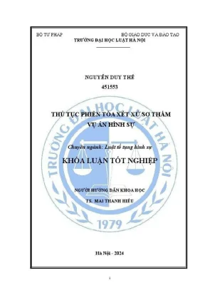 Khoá luận tốt nghiệp thủ tục phiên toà xét xử sơ thẩm vụ án hình sự