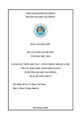 Đề tài nghiên cứu khoa học cấp trường giảng dạy triết học mác lênin trong mối quan hệ với các khoa học theo khối ngành ở trường đại học hải phòng
