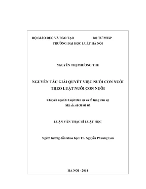 Luận văn thạc sĩ luật học nguyên tắc giải quyết việc nuôi con nuôi theo luật nuôi con nuôi
