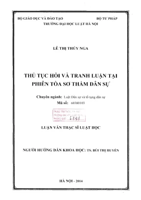Luận văn thạc sĩ luật học thủ tục hỏi và tranh luận tại phiên tòa sơ thẩm dân sự