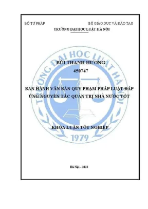 Khoá luận tốt nghiệp ban hành văn bản quy phạm pháp luật đáp ứng nguyên tắc quản trị nhà nước tốt