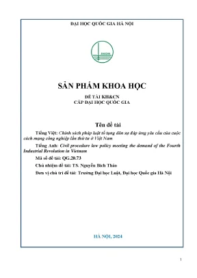 Đề tài nghiên cứu khoa học cấp trường chính sách pháp luật tố tụng dân sự đáp ứng yêu cầu của cuộc cách mạng công nghiệp lần thứ tư ở việt nam