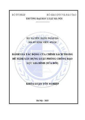 Khóa luận tốt nghiệp đánh giá tác động của chính sách trong đề nghị xây dựng luật phòng chống bạo lực gia đình sửa đổi