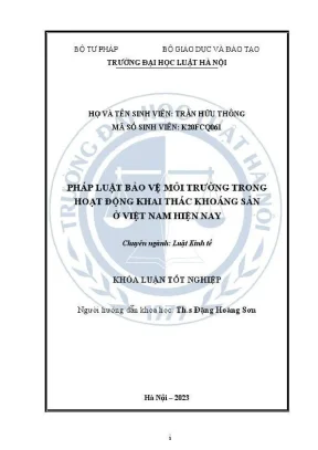 Khóa luận tốt nghiệp pháp luật bảo vệ môi trường trong hoạt động khai thác khoáng sản ở việt nam hiện nay
