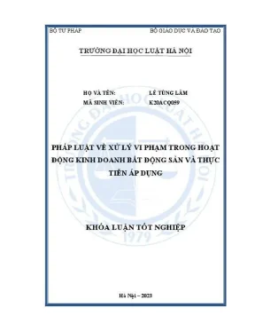 Khoá luận tốt nghiệp pháp luật về xử lý vi phạm trong hoạt động kinh doanh bất động sản và thực tiễn áp dụng