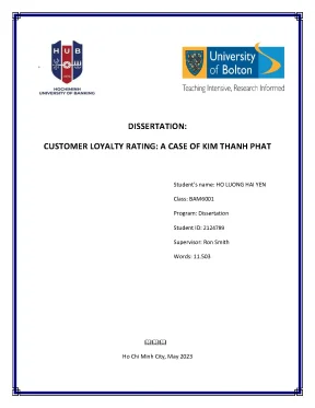 Customer loyality rating a case of kim thanh phat