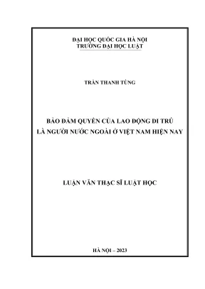 Luận văn thạc sĩ luật học bảo đảm quyền của lao động di trú là người nước ngoài ở việt nam hiện nay